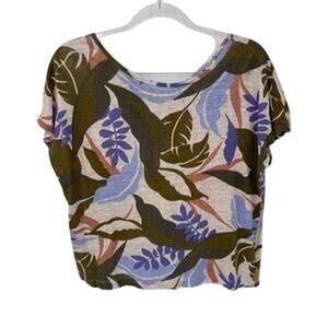 C&C California‎ Tropical Beachy Top Womens Medium White Linen Button Back